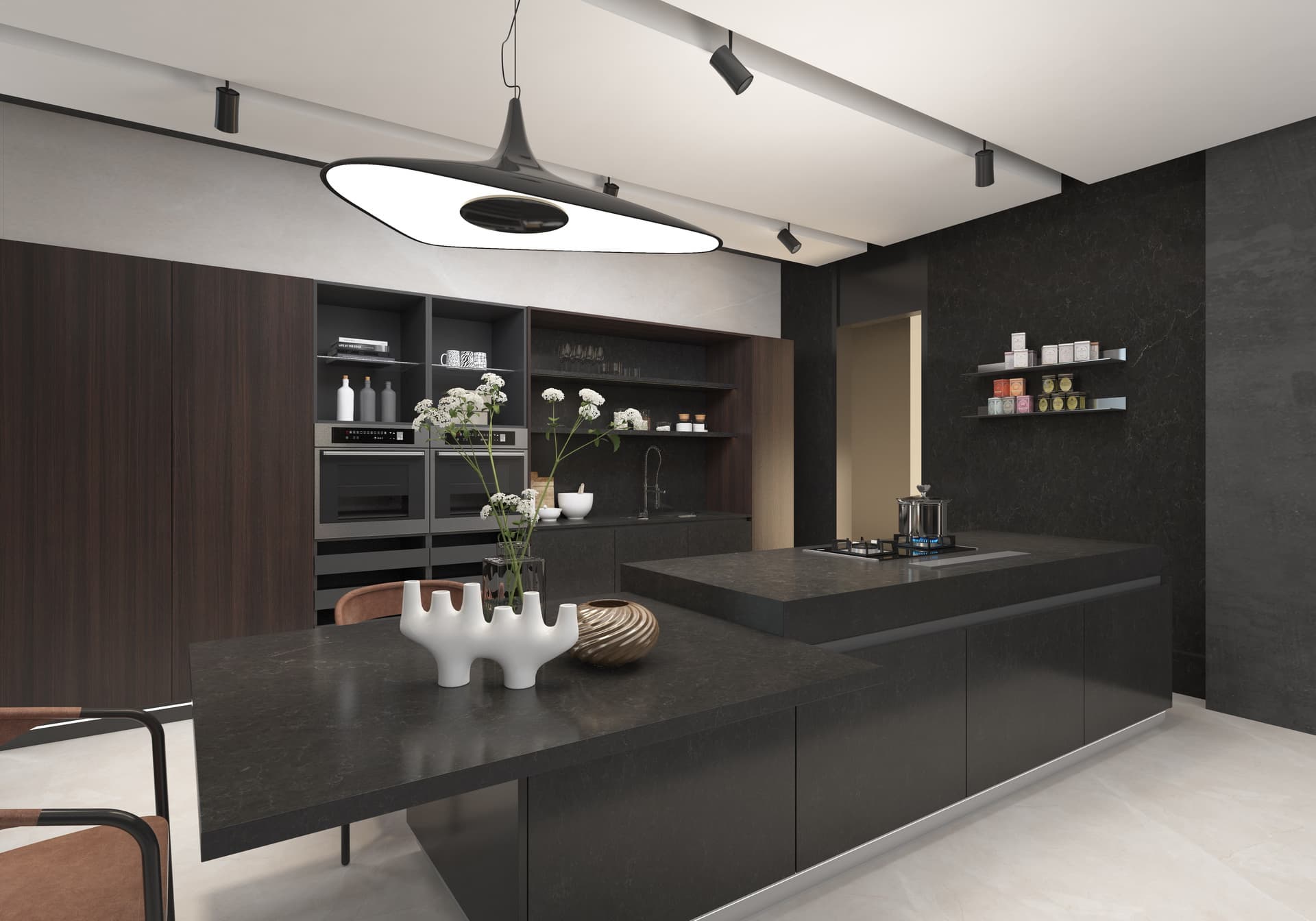Make a Statement with Linnstone Veind Quartz 6139 Chillon Brown Countertops in Your Kitchen